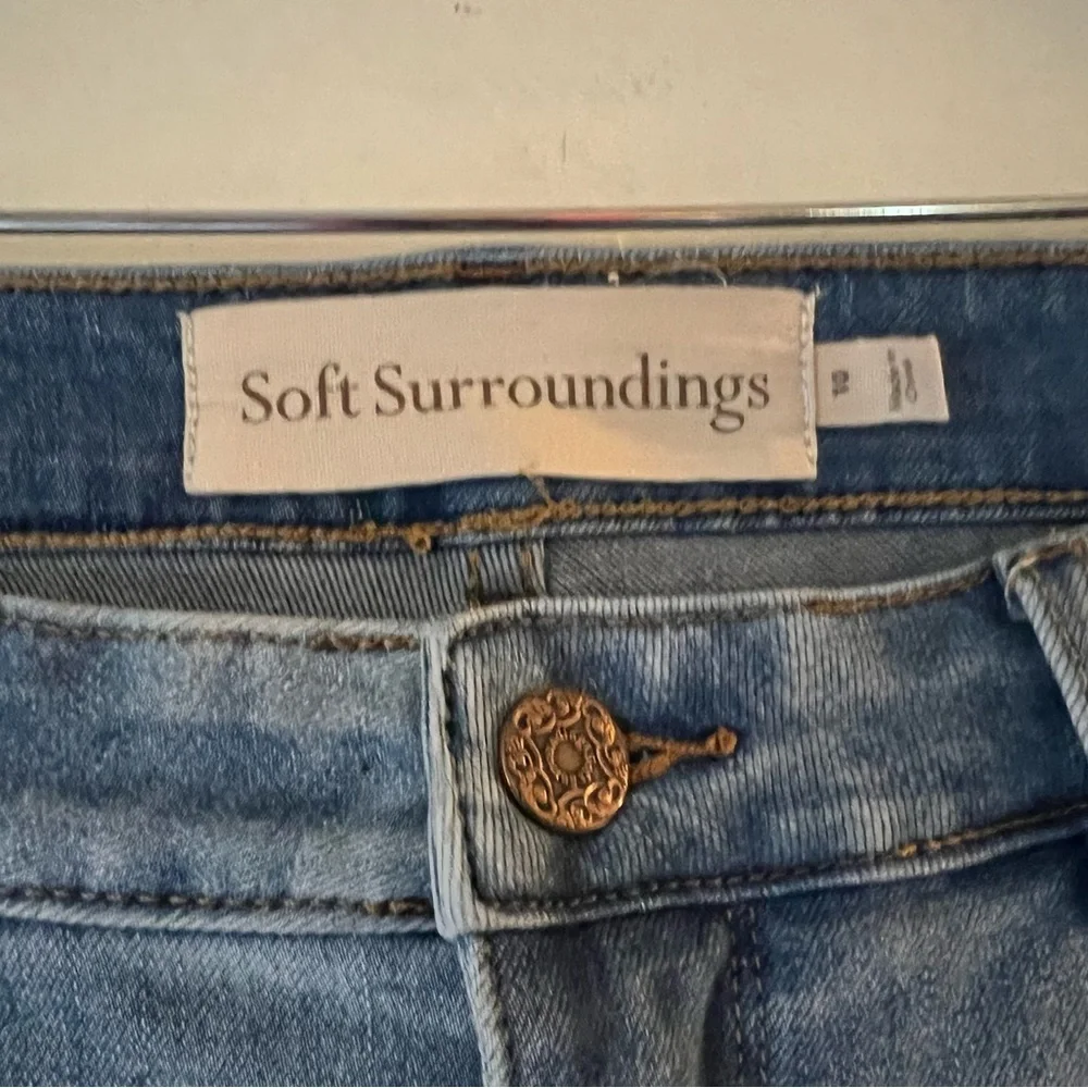 Soft Surroundings High Rise Wide Leg Jeans Size 10 in Light blue Wash Boho